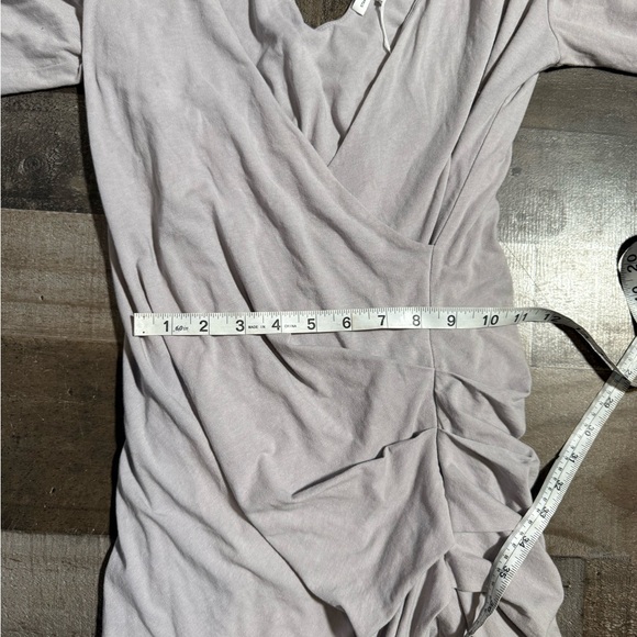 Standard‎ James Perse Ruched Wrap Dress Taupe Gray Size 4 Made USA - Picture 6 of 8